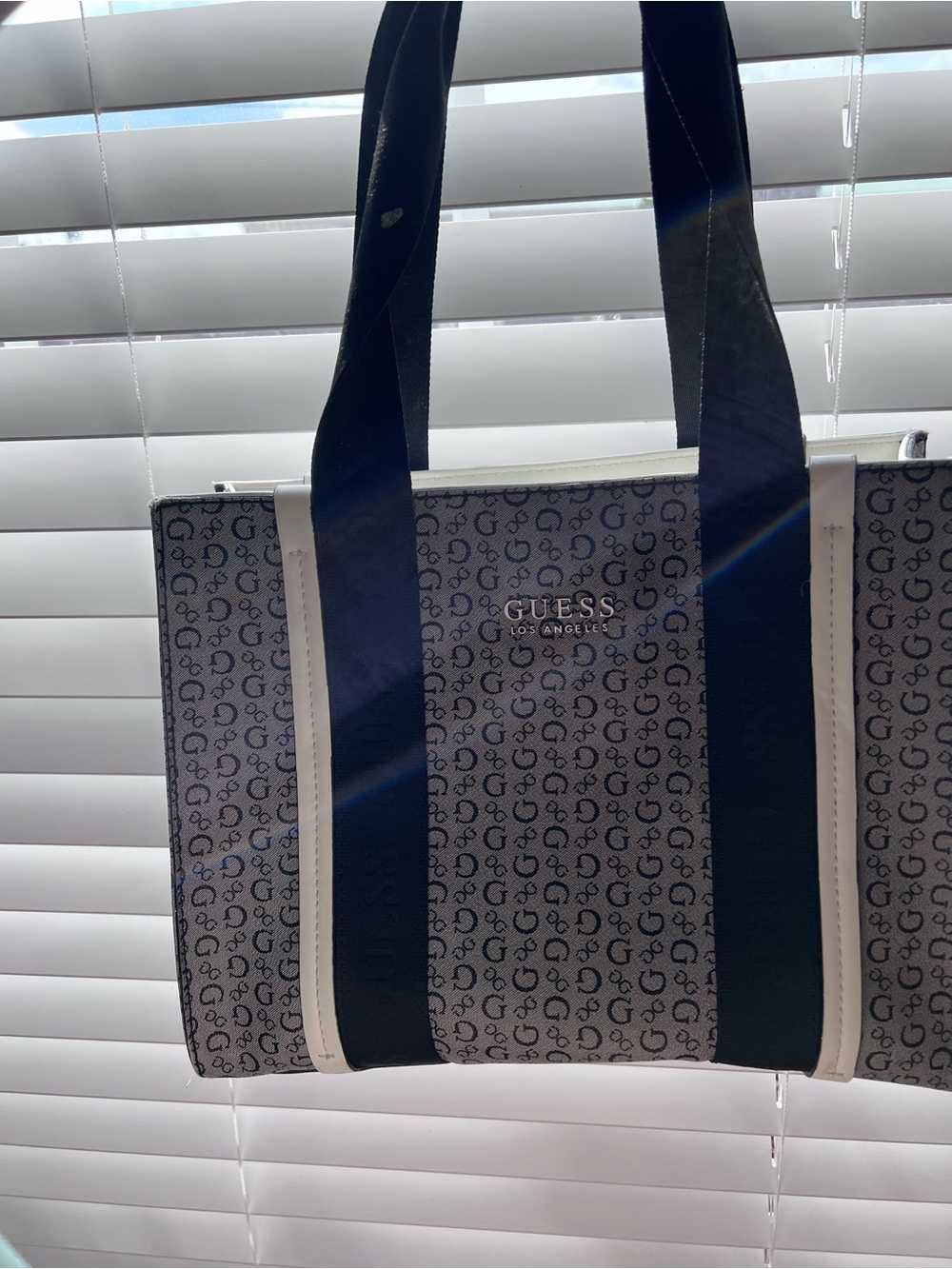 GUESS Los Angeles Monochrome Logo Print Tote Bag